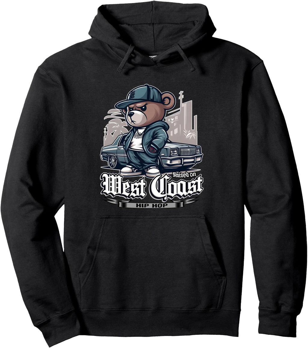 Authentic Raised West Coast Hip Hop Teddy Hoodie - Trendy Graphic Unisex - T-Shirt, Sweatshirt, Hoodie