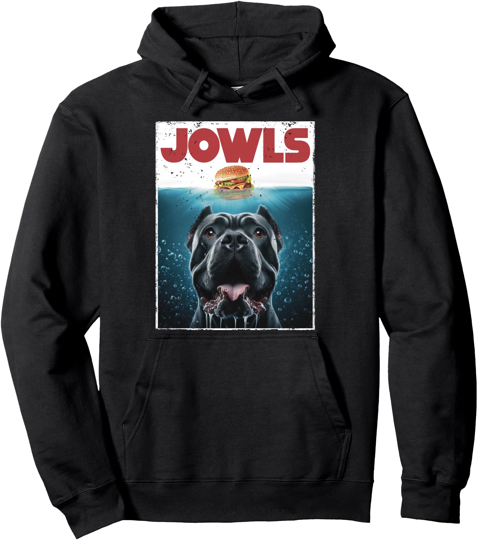 Original Cane Corso Jowls Drool Burger Hoodie - Novelty Apparel Men Women - T-Shirt, Sweatshirt, Hoodie