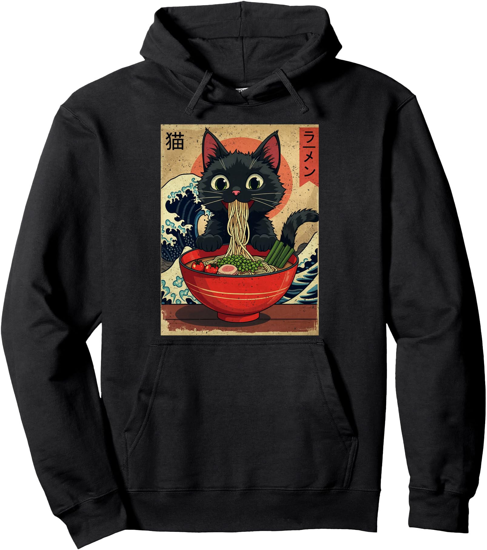 Cat Ramen Japanese Art Kawaii Neko Anime Hoodie - Graphic Print Men Women - T-Shirt, Sweatshirt, Hoodie