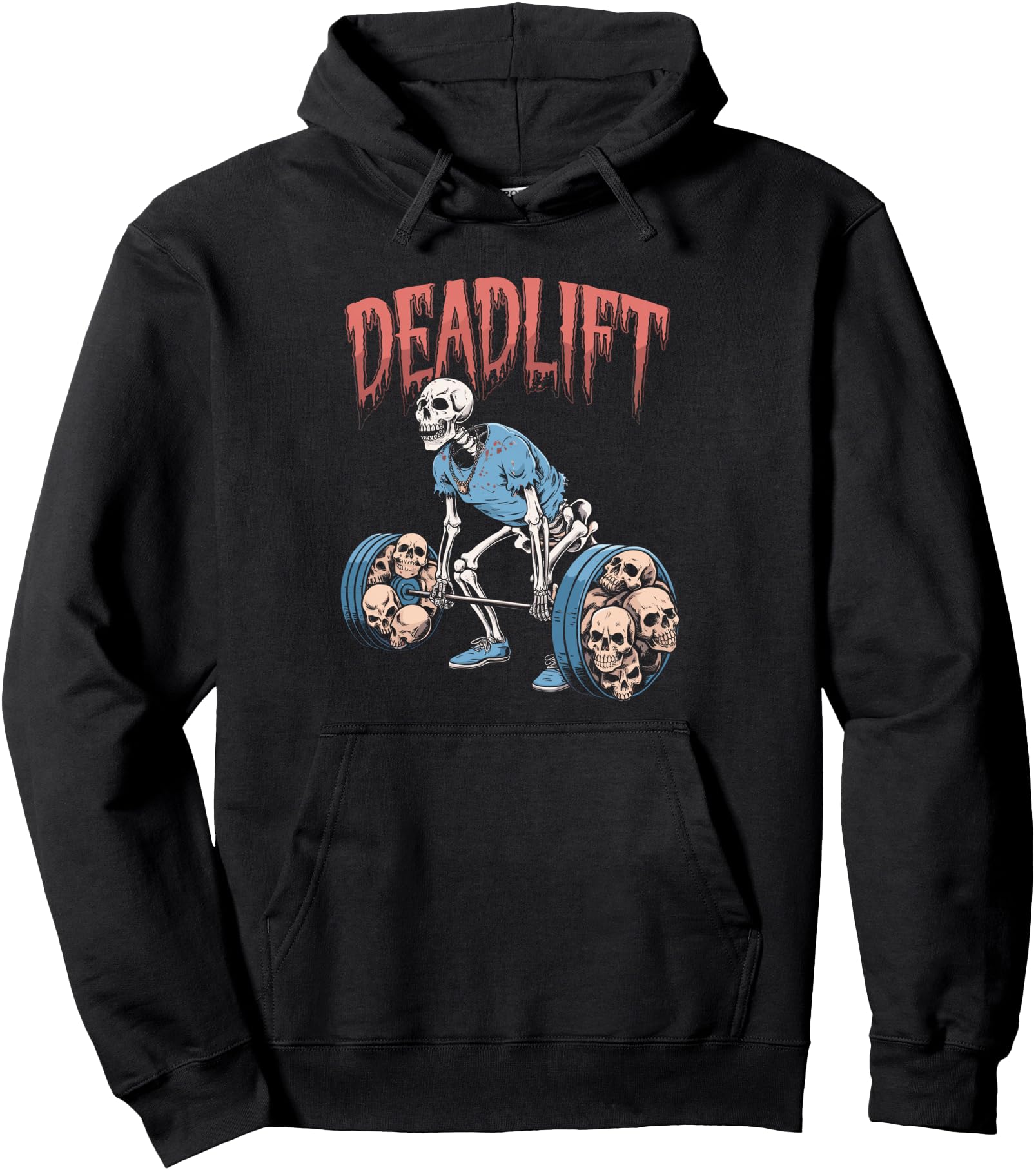 Authentic Deadlift Skull Skeleton Hoodie - Novelty Apparel for Adults - T-Shirt, Sweatshirt, Hoodie