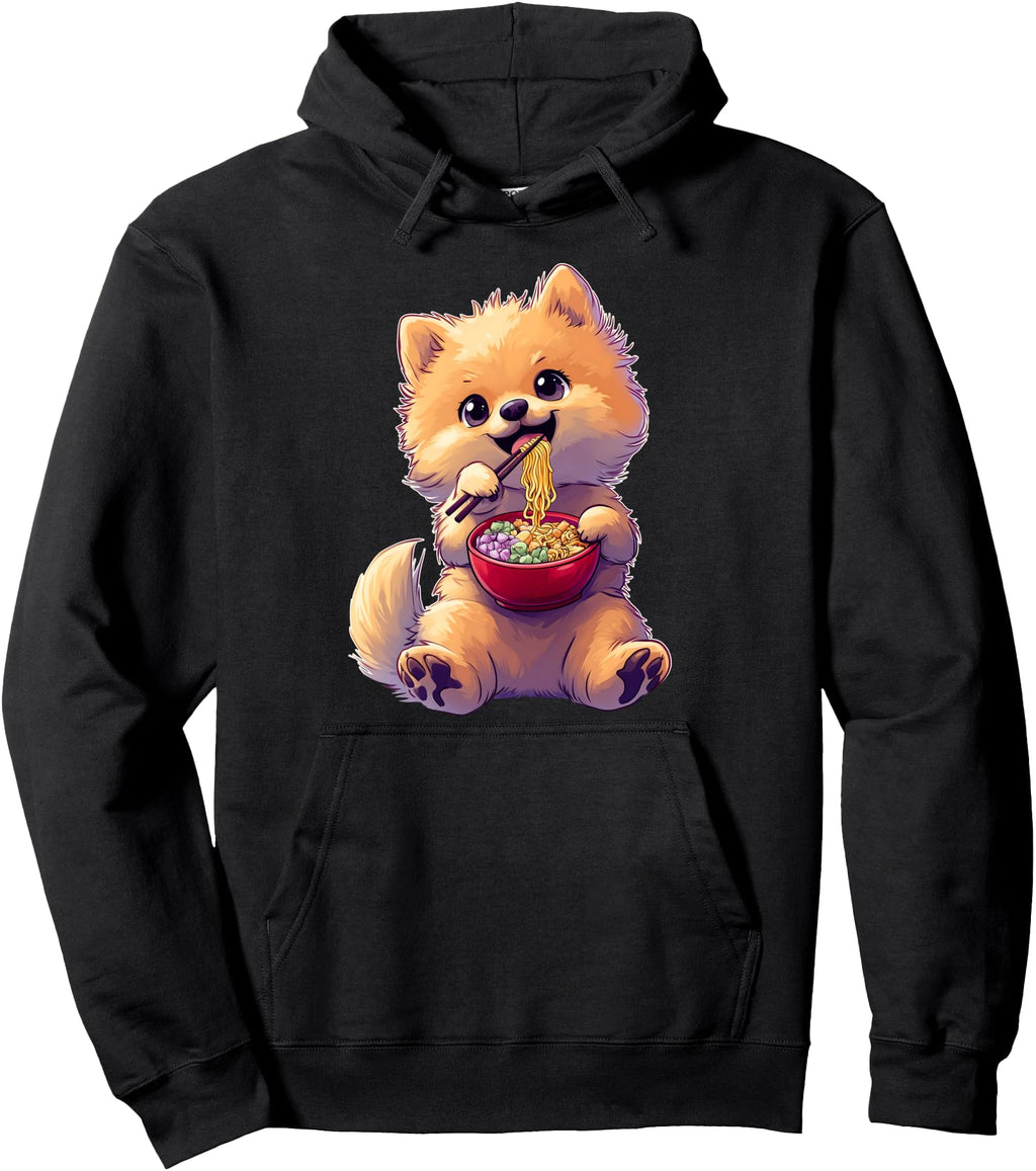 Pomeranian Dog Ramen Japanese Hoodie - Fun Novelty Design Men Women - T-Shirt, Sweatshirt, Hoodie