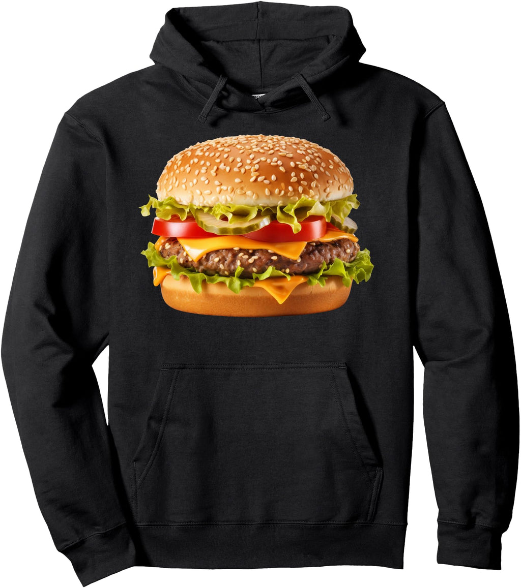 Handcrafted Cheeseburger Hamburger Hoodie - Minimalist Print Men Women - T-Shirt, Sweatshirt, Hoodie