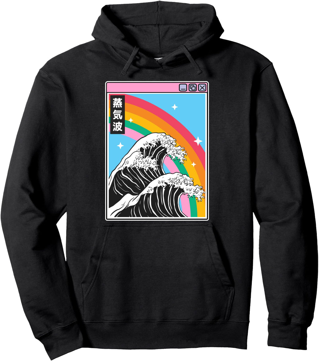 Original Kanagawa Wave Rainbow Sweatshirt - Minimalist Print for Adults - T-Shirt, Sweatshirt, Hoodie