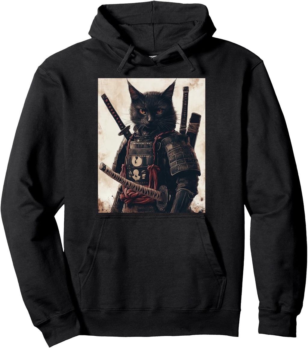 Handcrafted Samurai Cat Warrior Goth T-Shirt - Trendy Graphic Unisex - T-Shirt, Sweatshirt, Hoodie