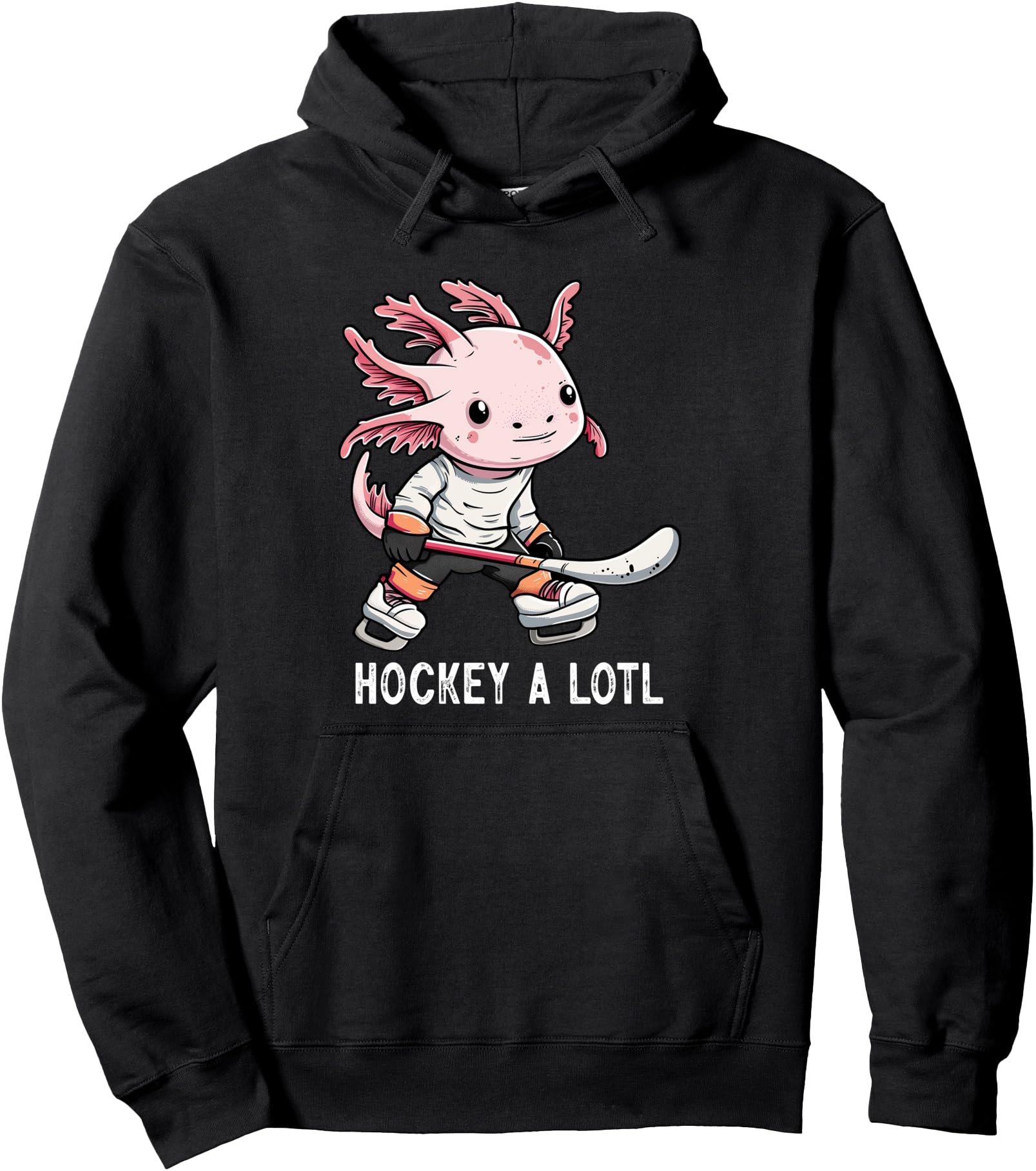 Exclusive Hockey Lotl Axolotl Playing Hoodie - Custom Art Print Unisex - T-Shirt, Sweatshirt, Hoodie