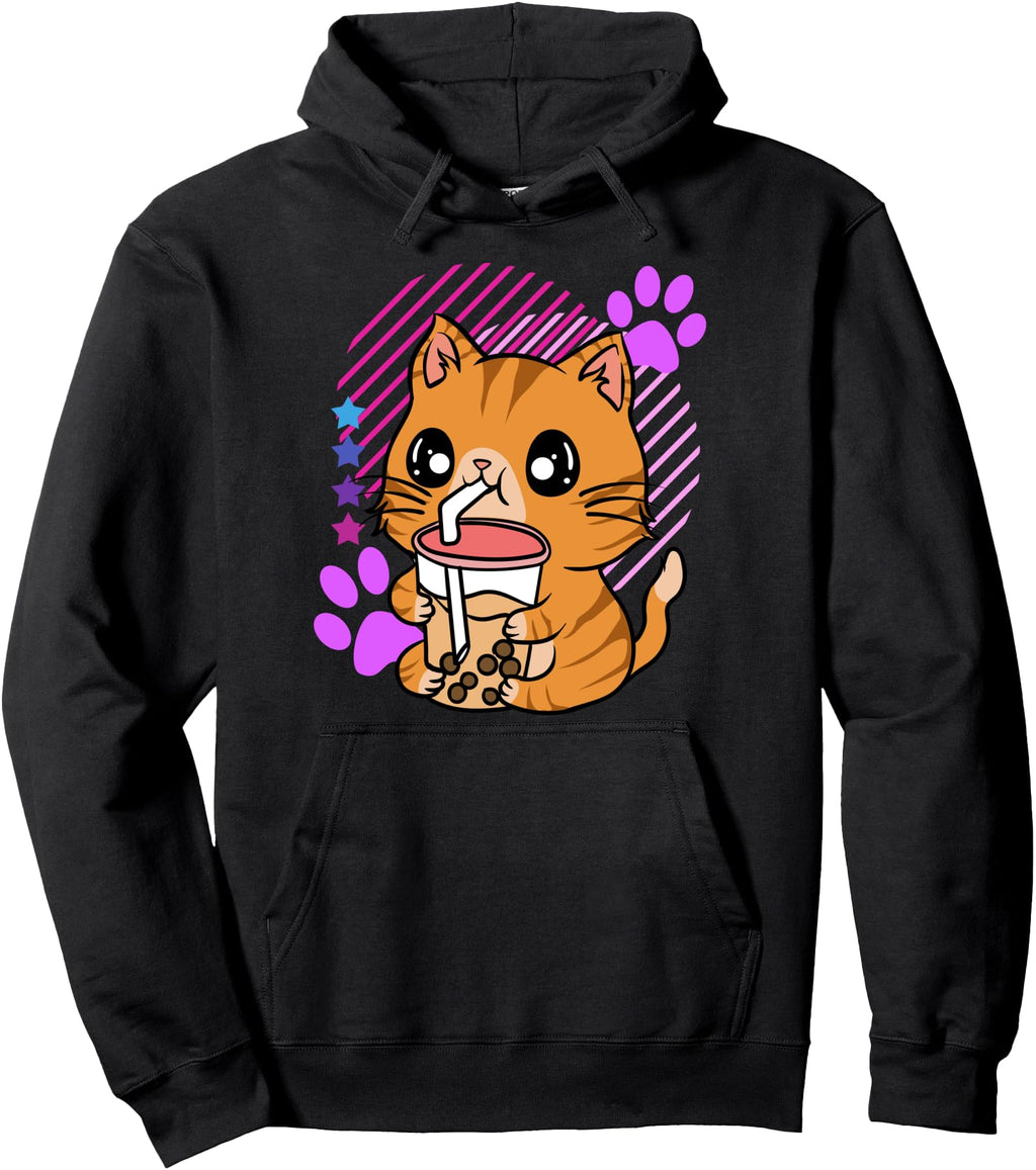 Handcrafted Bubble Tea Anime Kawaii Cat T-Shirt - Custom Art Print Unisex - T-Shirt, Sweatshirt, Hoodie