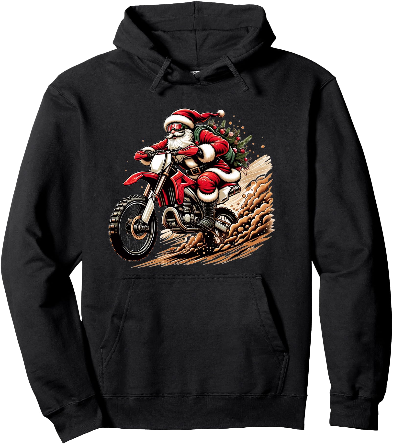 Dirtbike Santa Santa Claus Riding Sweatshirt - Trendy Graphic for Adults - T-Shirt, Sweatshirt, Hoodie