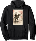Original Sumi E Kawaii Cat Riding Hoodie - Aesthetic Graphic Men Women - T-Shirt, Sweatshirt, Hoodie