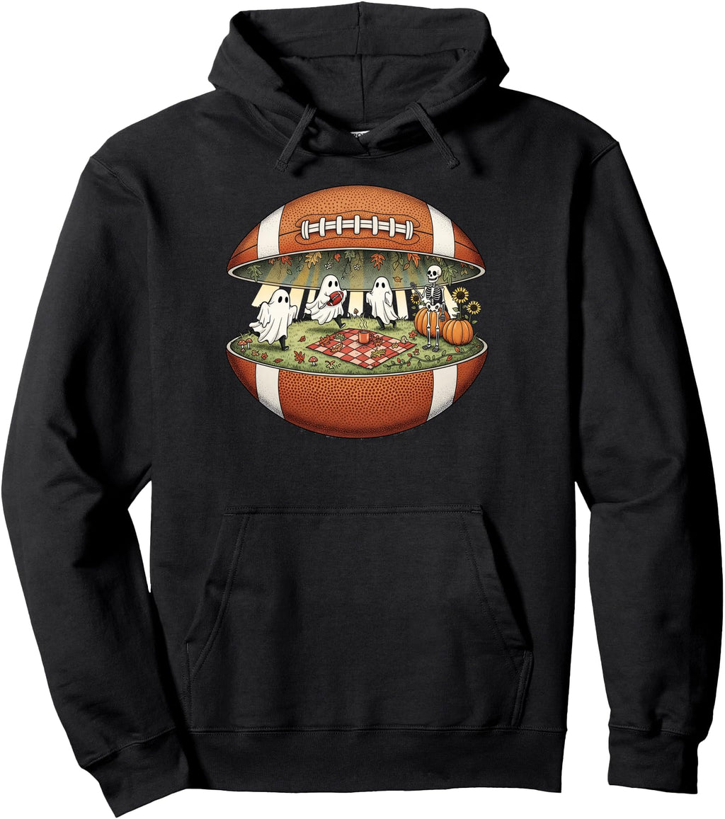 Halloween Football Fall Pumpkin Game Hoodie - Graphic Print Men Women - T-Shirt, Sweatshirt, Hoodie