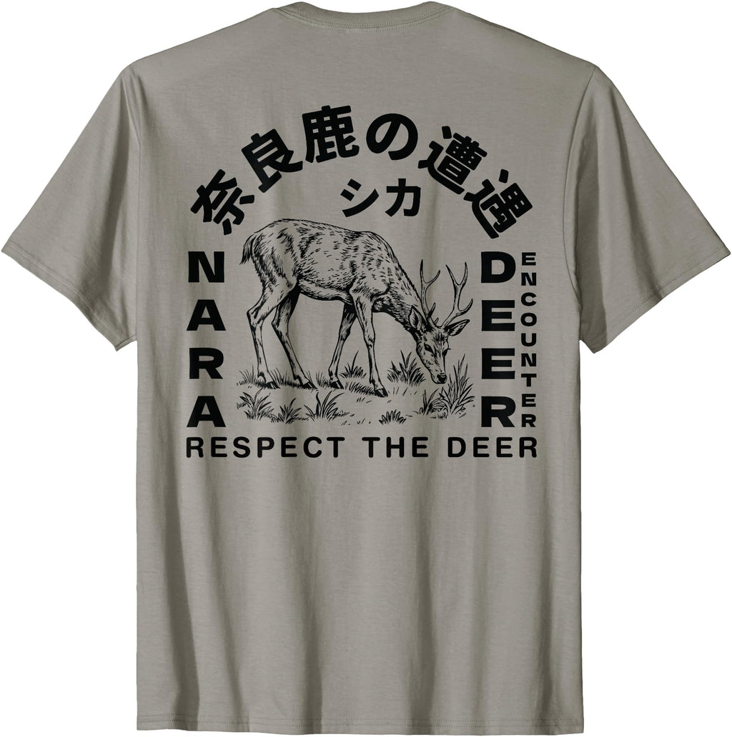 Nara Deer Encounter Japanese Kanji T-Shirt - Aesthetic Graphic Men Women - T-Shirt, Sweatshirt, Hoodie