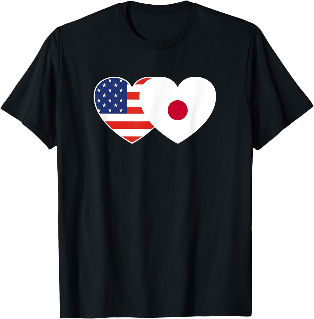 Exclusive Japan Usa Flag Twin Heart T Hoodie - Unique Graphic Men Women - T-Shirt, Sweatshirt, Hoodie