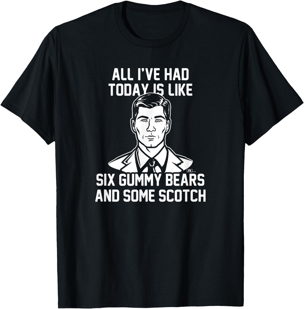 Archer Six Gummy Bears And Scotch Cartoon Hoodie - Minimalist Print Unisex - T-Shirt, Sweatshirt, Hoodie