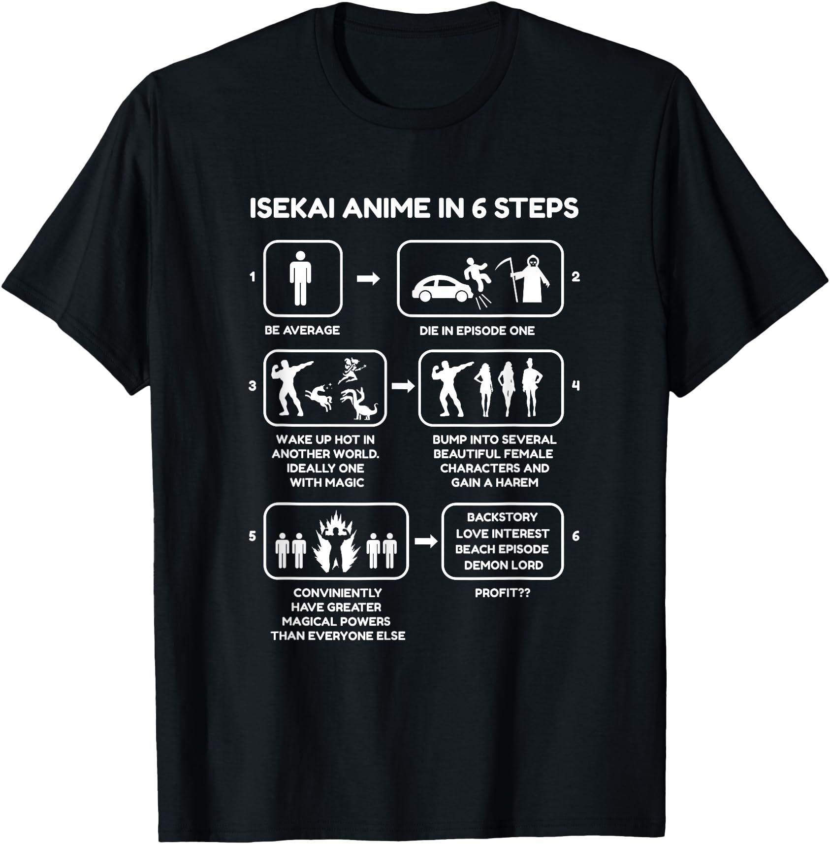 Isekai Anime Six Steps Isekai Anime Novelty Hoodie - Unique Graphic Unisex - T-Shirt, Sweatshirt, Hoodie