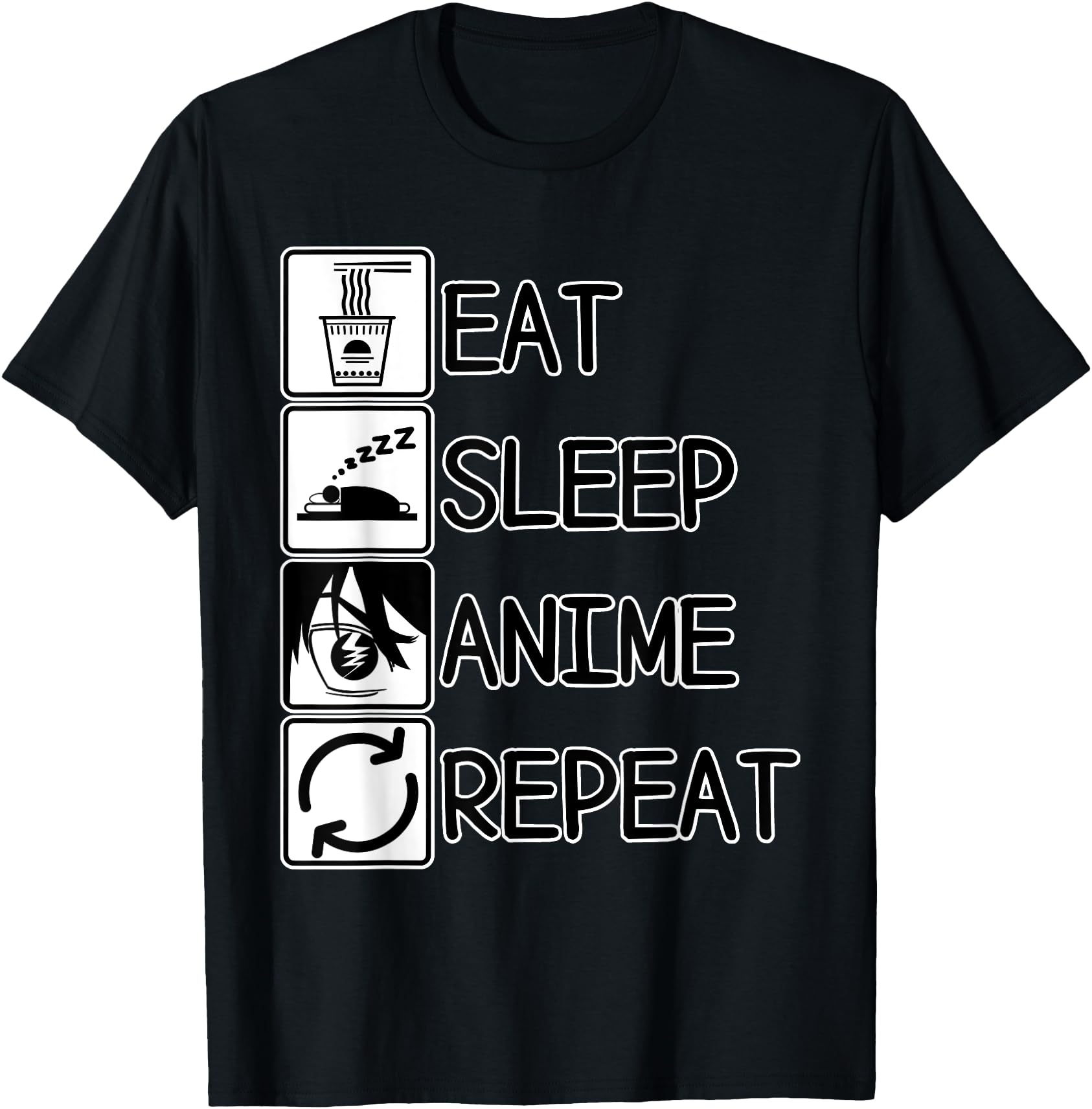 Authentic Eat Sleep Anime Repeat Anime T-Shirt - Trendy Graphic Men Women - T-Shirt, Sweatshirt, Hoodie