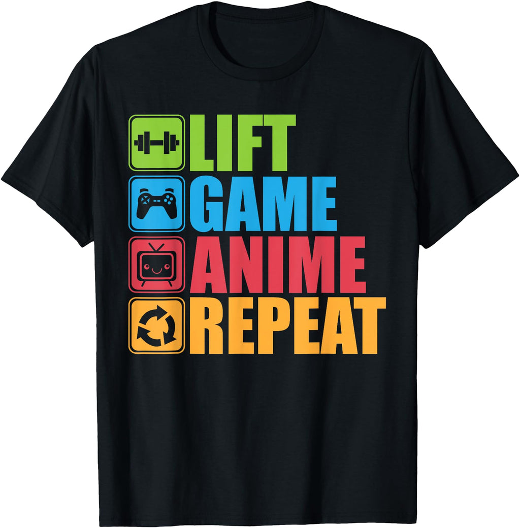 Lift Anime Game Repeat Gym T Geeks Sweatshirt - Streetwear Style Men Women - T-Shirt, Sweatshirt, Hoodie