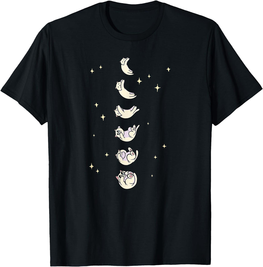 Anime Cat Phases Moon Artist T-Shirt - Minimalist Print Men Women - T-Shirt, Sweatshirt, Hoodie
