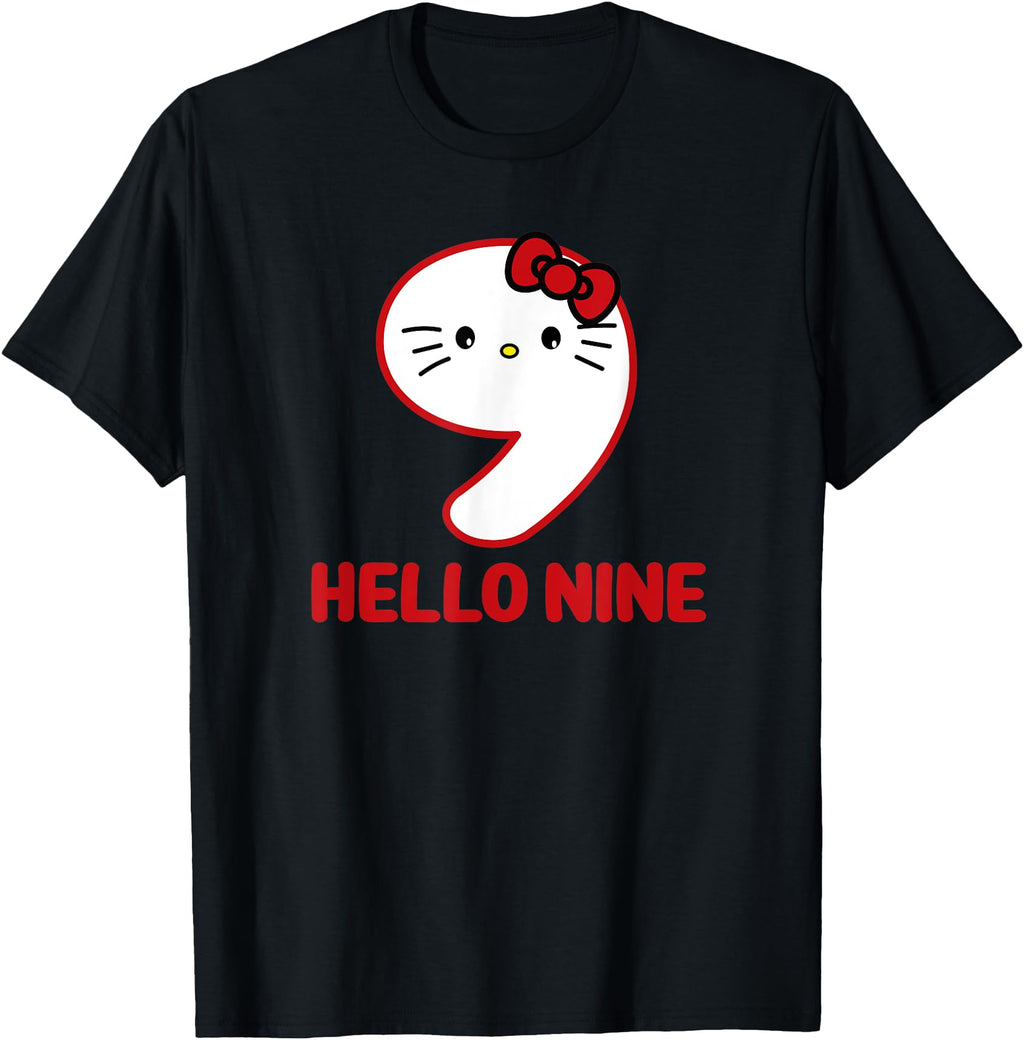 Handcrafted Happy Kitty Hello Nine T-Shirt - Custom Art Print Men Women - T-Shirt, Sweatshirt, Hoodie