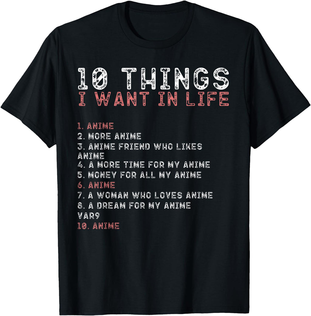 Exclusive 10 Things I Want My Life T-Shirt - Minimalist Print for Adults - T-Shirt, Sweatshirt, Hoodie