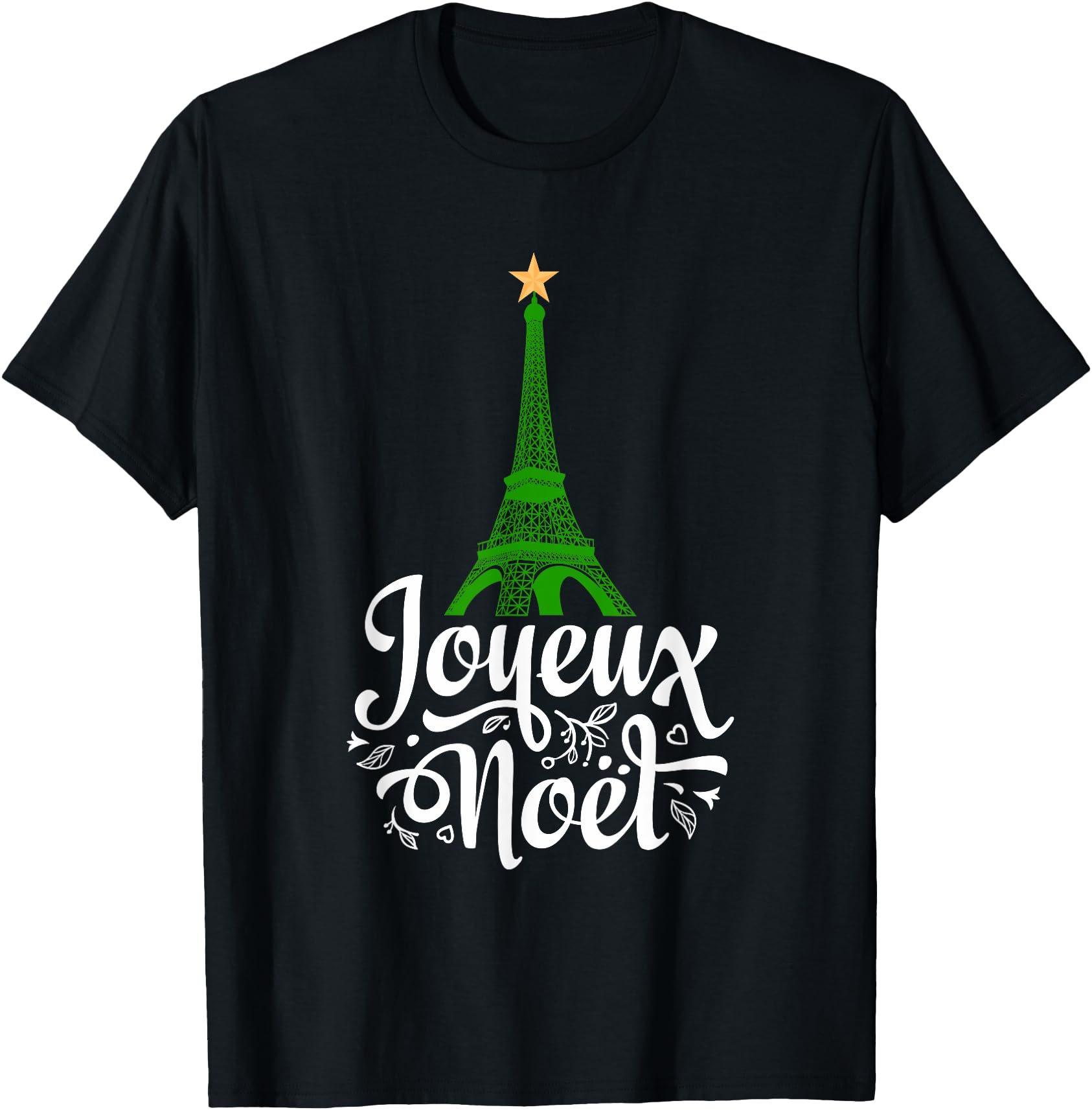Joyeaux Noel French Eiffel Tower Tree Hoodie - Fun Novelty Design Unisex - T-Shirt, Sweatshirt, Hoodie
