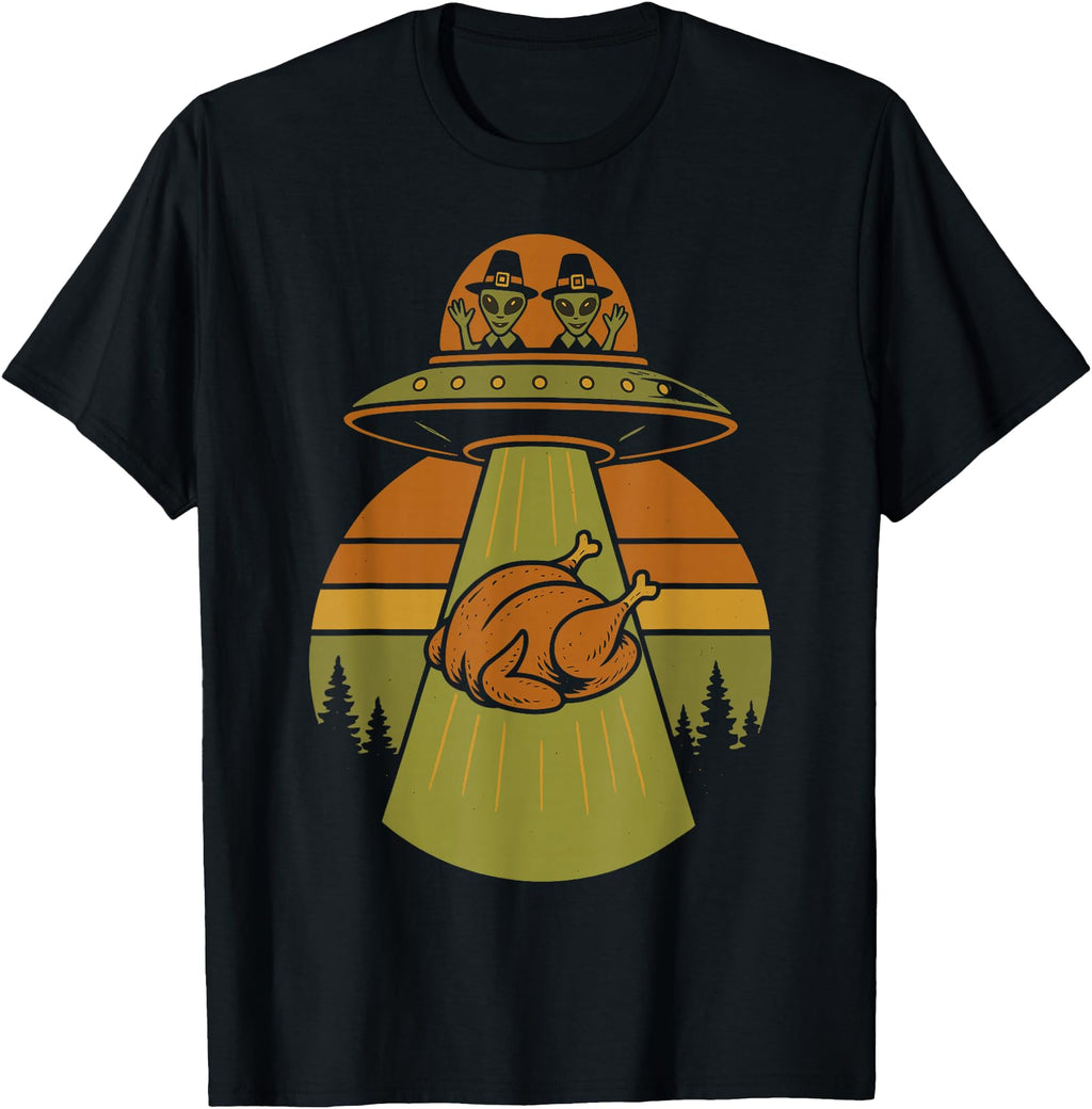 Exclusive Thanksgiving Alien Ufo Hoodie - Custom Art Print Men Women - T-Shirt, Sweatshirt, Hoodie