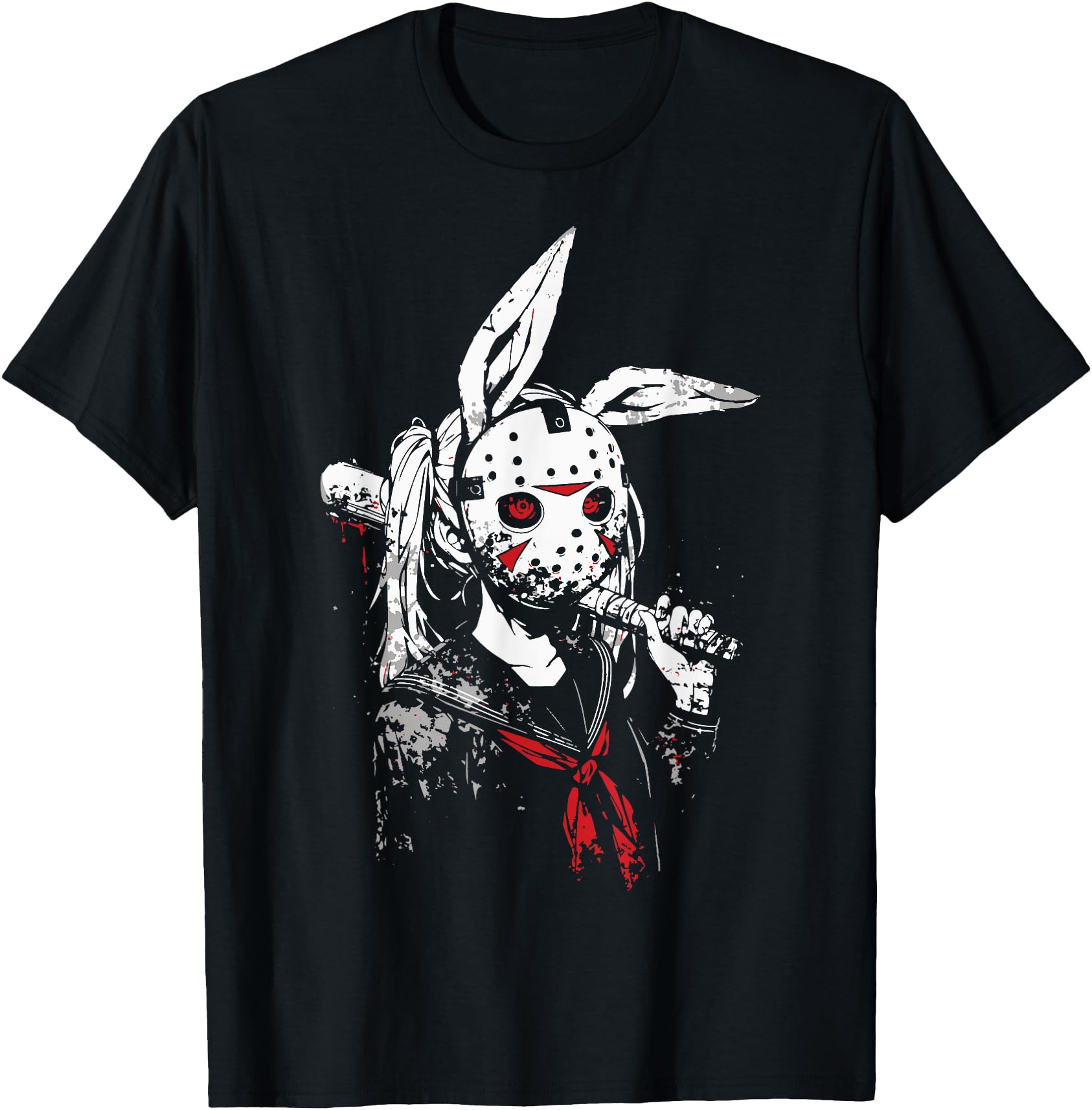Authentic Creepy Horror Bunny Anime Manga Hoodie - Streetwear Style Unisex - T-Shirt, Sweatshirt, Hoodie