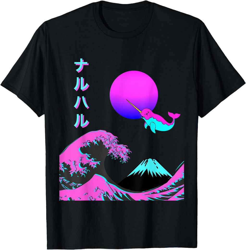 Handcrafted Vaporwave Aesthetic Narwhal T-Shirt - Streetwear Style Unisex - T-Shirt, Sweatshirt, Hoodie