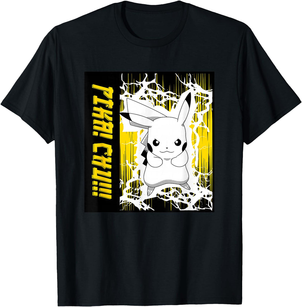 Pok Mon Pikachu Anime Lightning Scence T Hoodie - Custom Art Print Unisex - T-Shirt, Sweatshirt, Hoodie