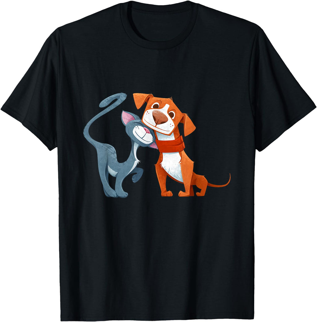 Authentic Dog Cat Best Friends Shirts T-Shirt - Custom Art Print Unisex - T-Shirt, Sweatshirt, Hoodie