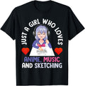 Just Who Loves Anime Music And Sketching Hoodie - Aesthetic Graphic Unisex - T-Shirt, Sweatshirt, Hoodie