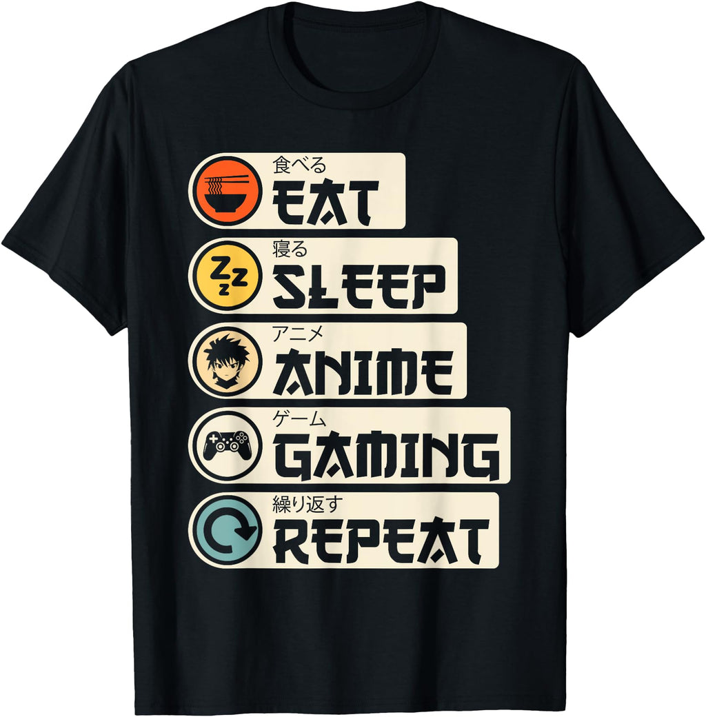 Exclusive Eat Sleep Anime Gaming Hoodie - Casual Everyday Wear Unisex - T-Shirt, Sweatshirt, Hoodie