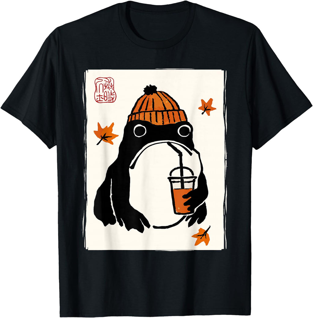 Japanese Frog Pumpkin Spice Fall Sweatshirt - Minimalist Print Men Women - T-Shirt, Sweatshirt, Hoodie