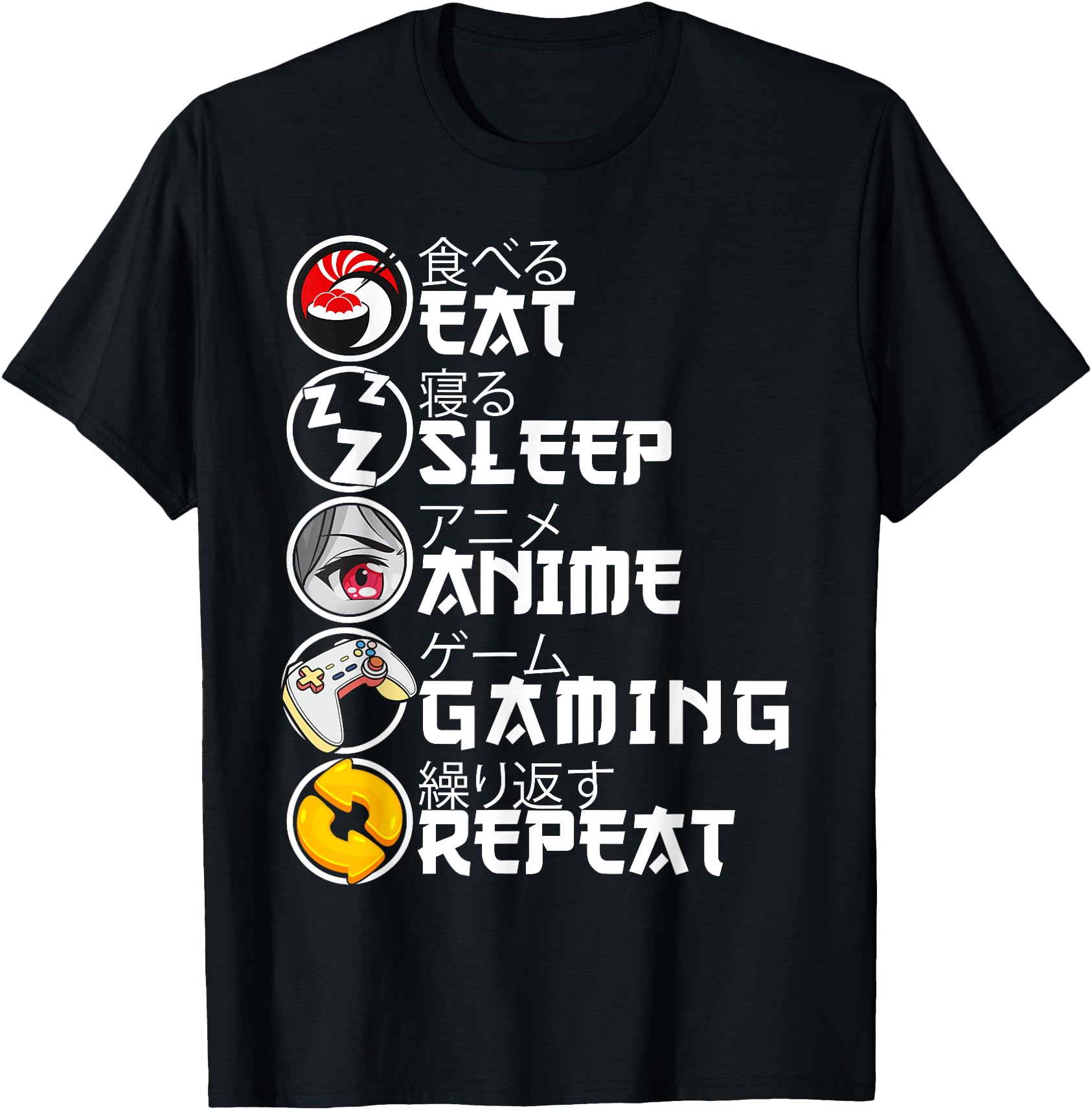 Original Eat Sleep Anime Gaming Repeat Hoodie - Streetwear Style Unisex - T-Shirt, Sweatshirt, Hoodie