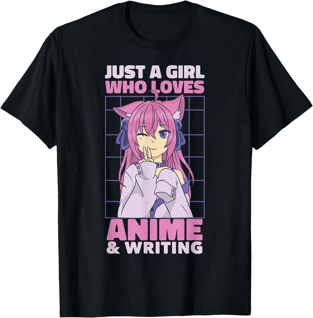 Just Who Loves Anime Anime And Writing T-Shirt - Minimalist Print Men Women - T-Shirt, Sweatshirt, Hoodie
