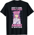 Just Who Loves Anime Anime And Writing T-Shirt - Minimalist Print Men Women - T-Shirt, Sweatshirt, Hoodie