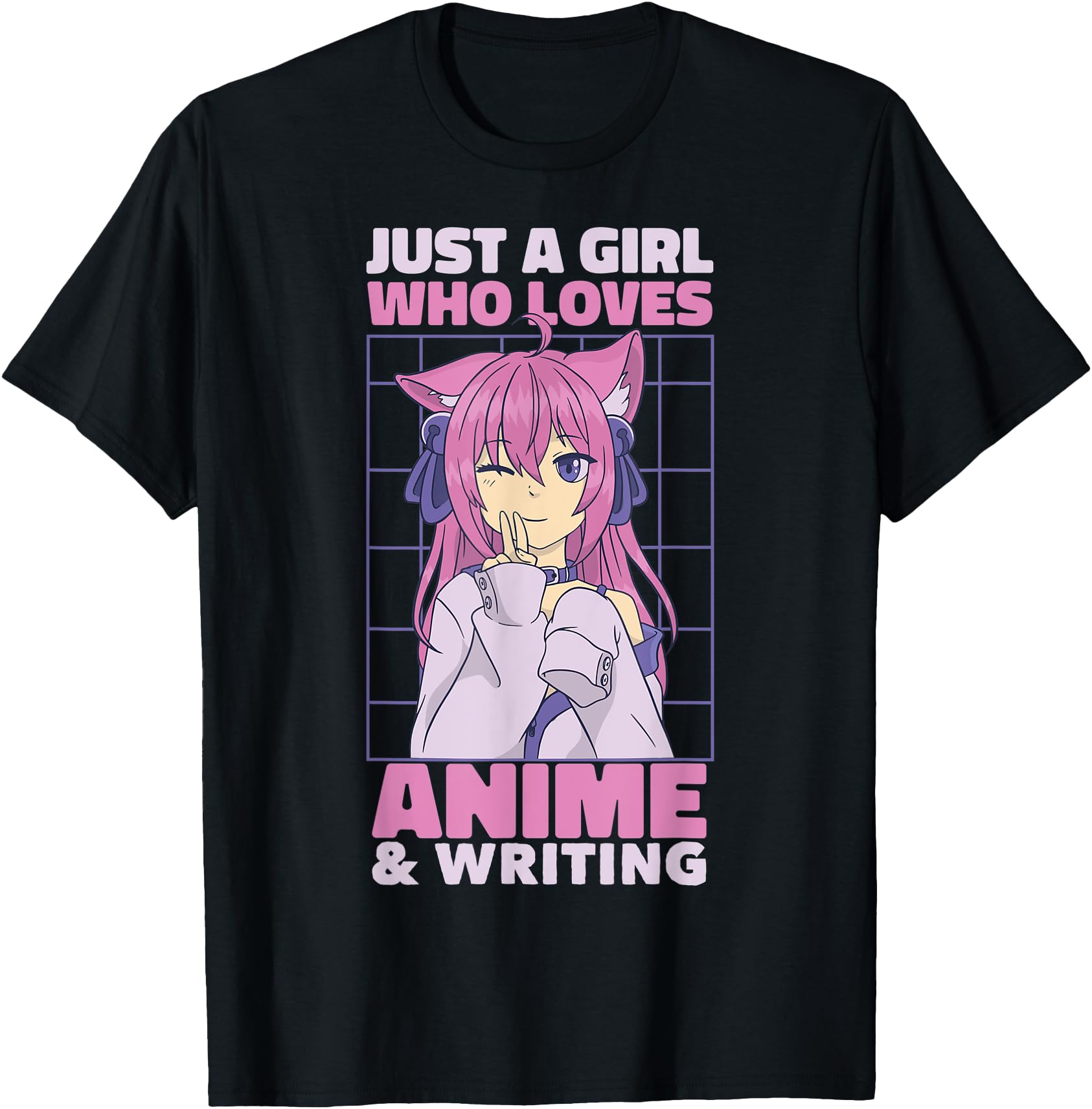 Just Who Loves Anime Anime And Writing T-Shirt - Minimalist Print Men Women - T-Shirt, Sweatshirt, Hoodie