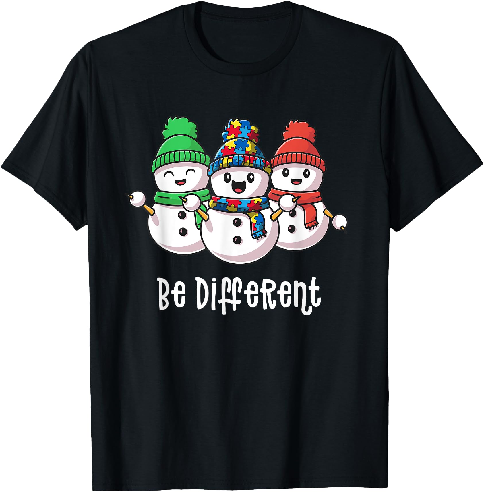 Be Different Snowman Autism Awareness Hoodie - Unique Graphic Men Women - T-Shirt, Sweatshirt, Hoodie