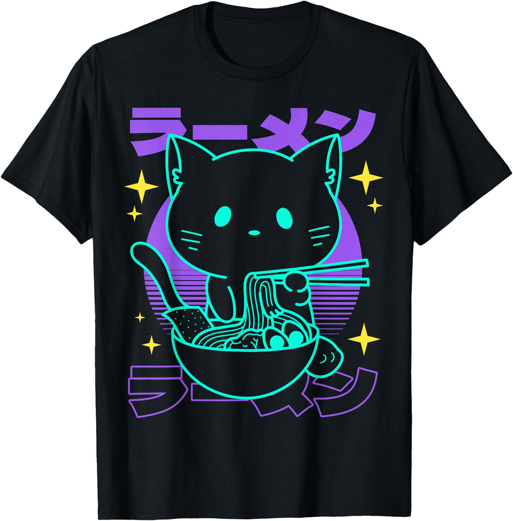 Original Anime Ramen Cat Japanese Hoodie - Aesthetic Graphic Men Women - T-Shirt, Sweatshirt, Hoodie