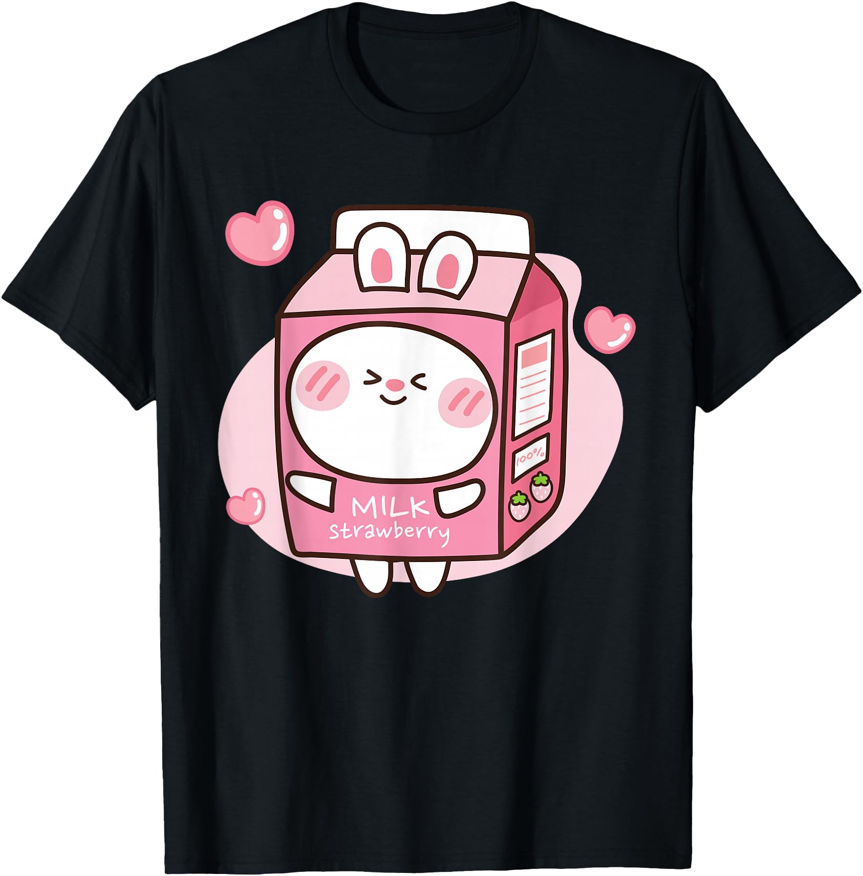 Kawaii Strawberry Milk And Bunny T-Shirt - Minimalist Print Men Women - T-Shirt, Sweatshirt, Hoodie