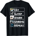 Eat Sleep Anime Gaming Repeat Anime Manga Hoodie - Unique Graphic Unisex - T-Shirt, Sweatshirt, Hoodie