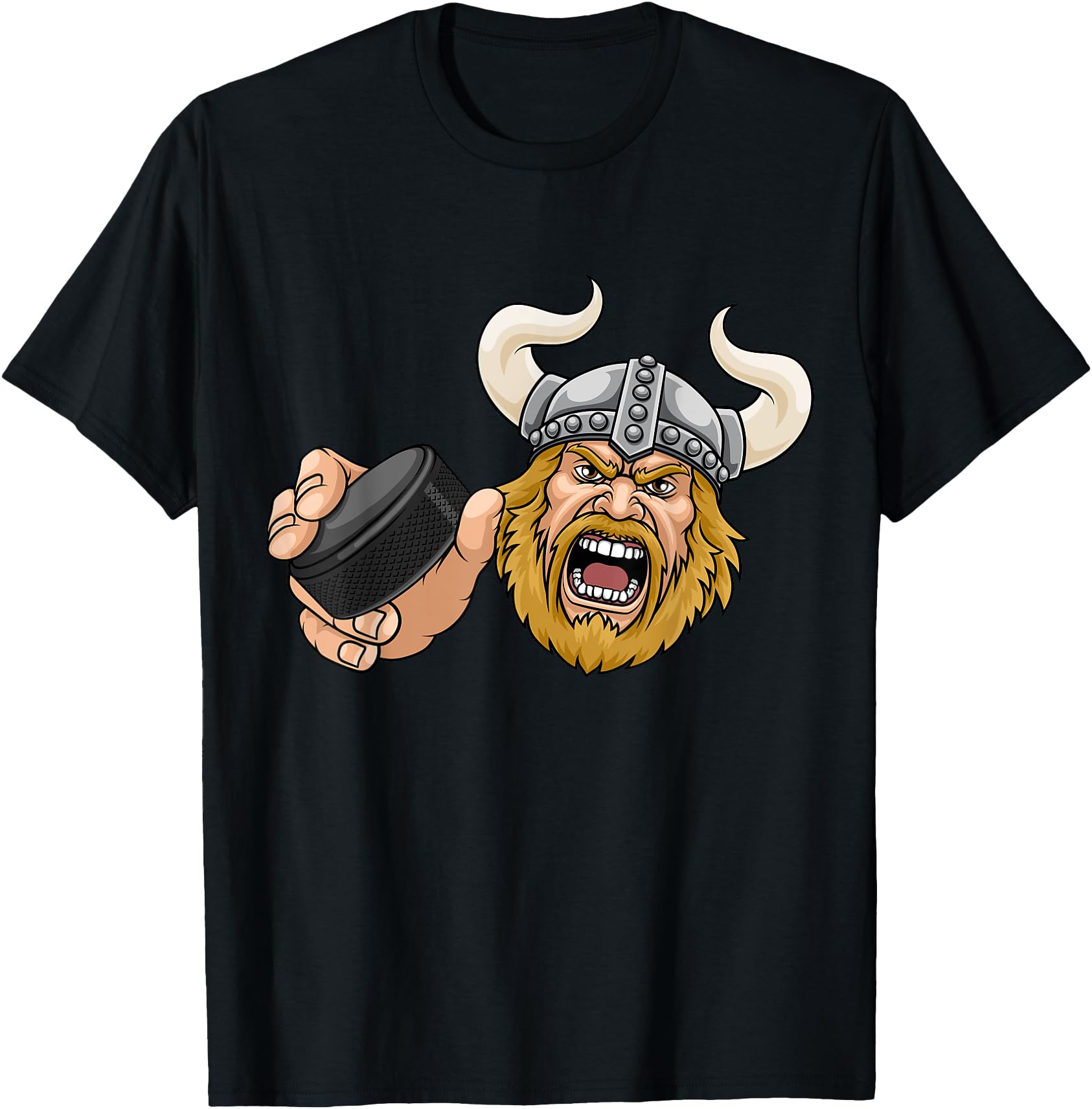 Authentic Viking Ice Hockey Puck Cartoon Sweatshirt - Graphic Print Unisex - T-Shirt, Sweatshirt, Hoodie