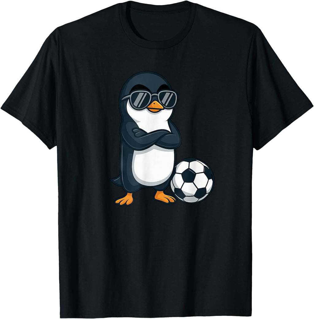 Handcrafted Cartoon Penguin Soccer Hoodie - Custom Art Print Men Women - T-Shirt, Sweatshirt, Hoodie
