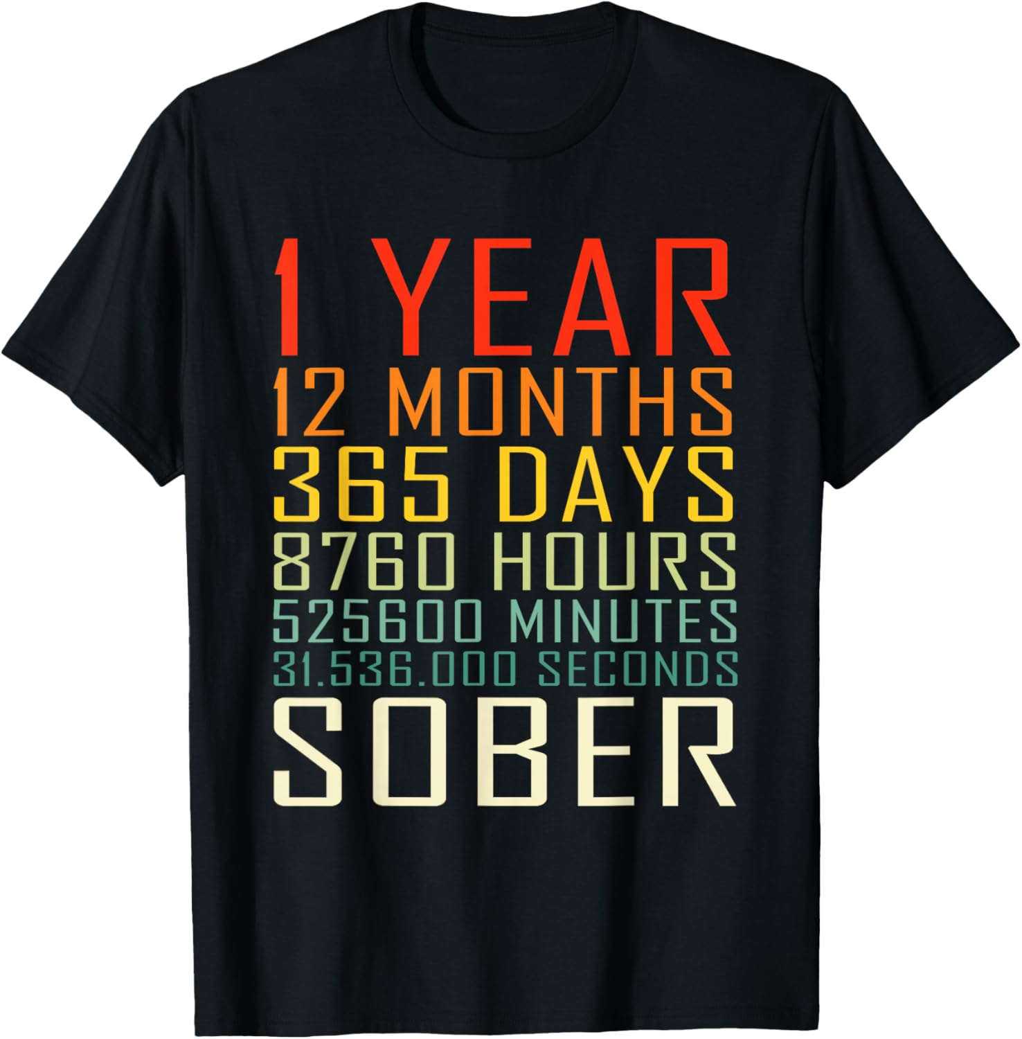 1 Year Sobriety Anniversary 1 Years Sober Tee Great Gift for Christmas