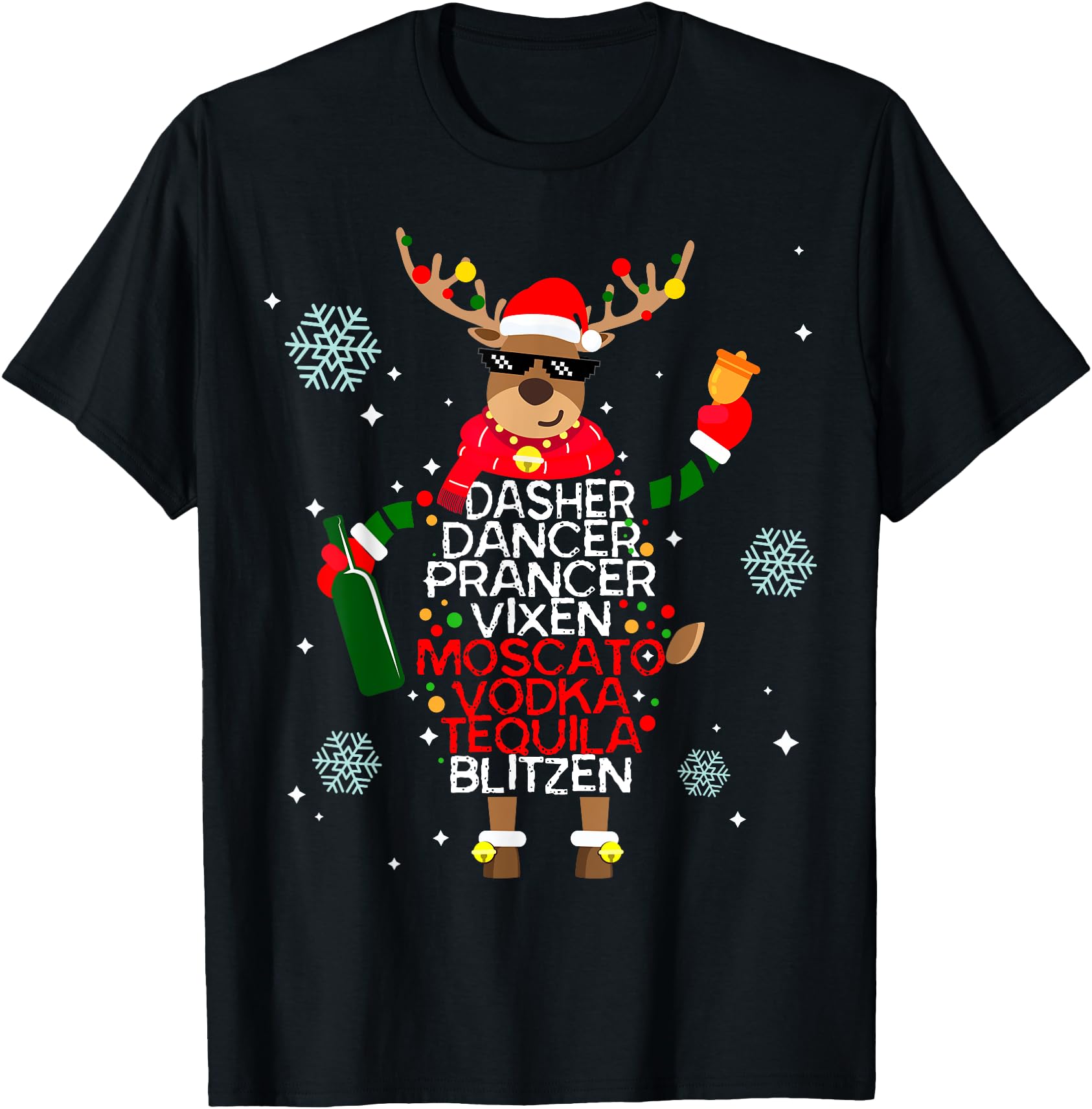 Authentic Dasher Dancer Prancer Vixen T-Shirt - Graphic Print Unisex - T-Shirt, Sweatshirt, Hoodie