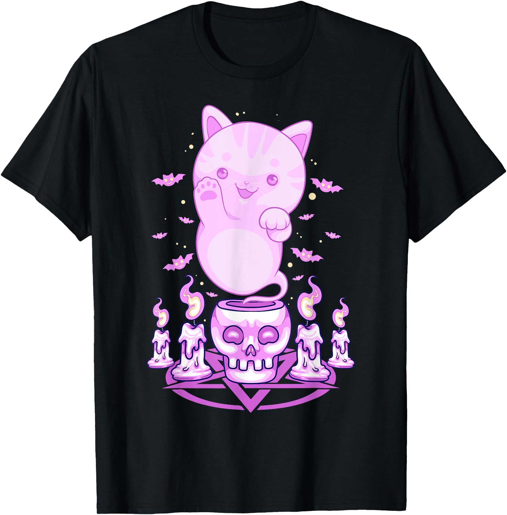 Handcrafted Pastel Goth Ghost Cat Boo T-Shirt - Trendy Graphic for Adults - T-Shirt, Sweatshirt, Hoodie