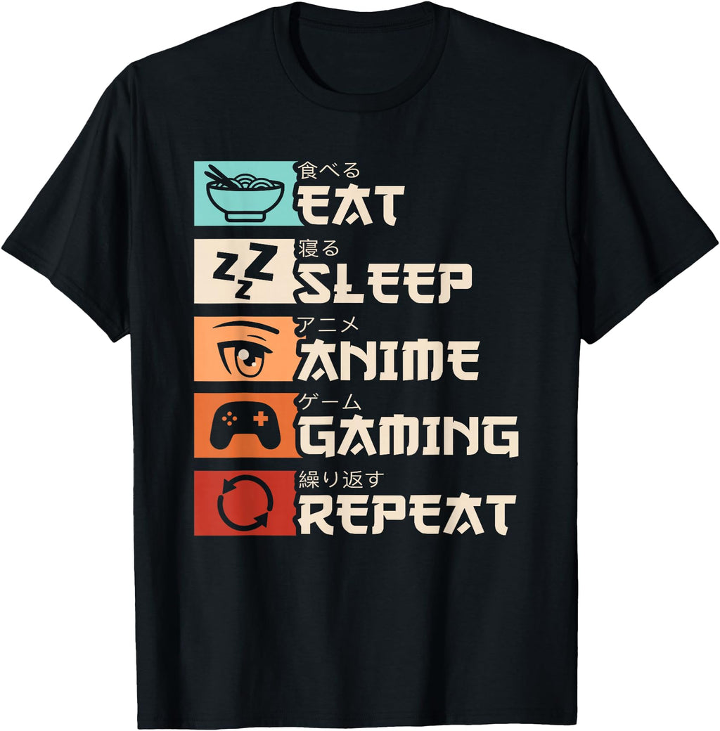 Exclusive Eat Sleep Anime Gaming T-Shirt - Fun Novelty Design for Adults - T-Shirt, Sweatshirt, Hoodie