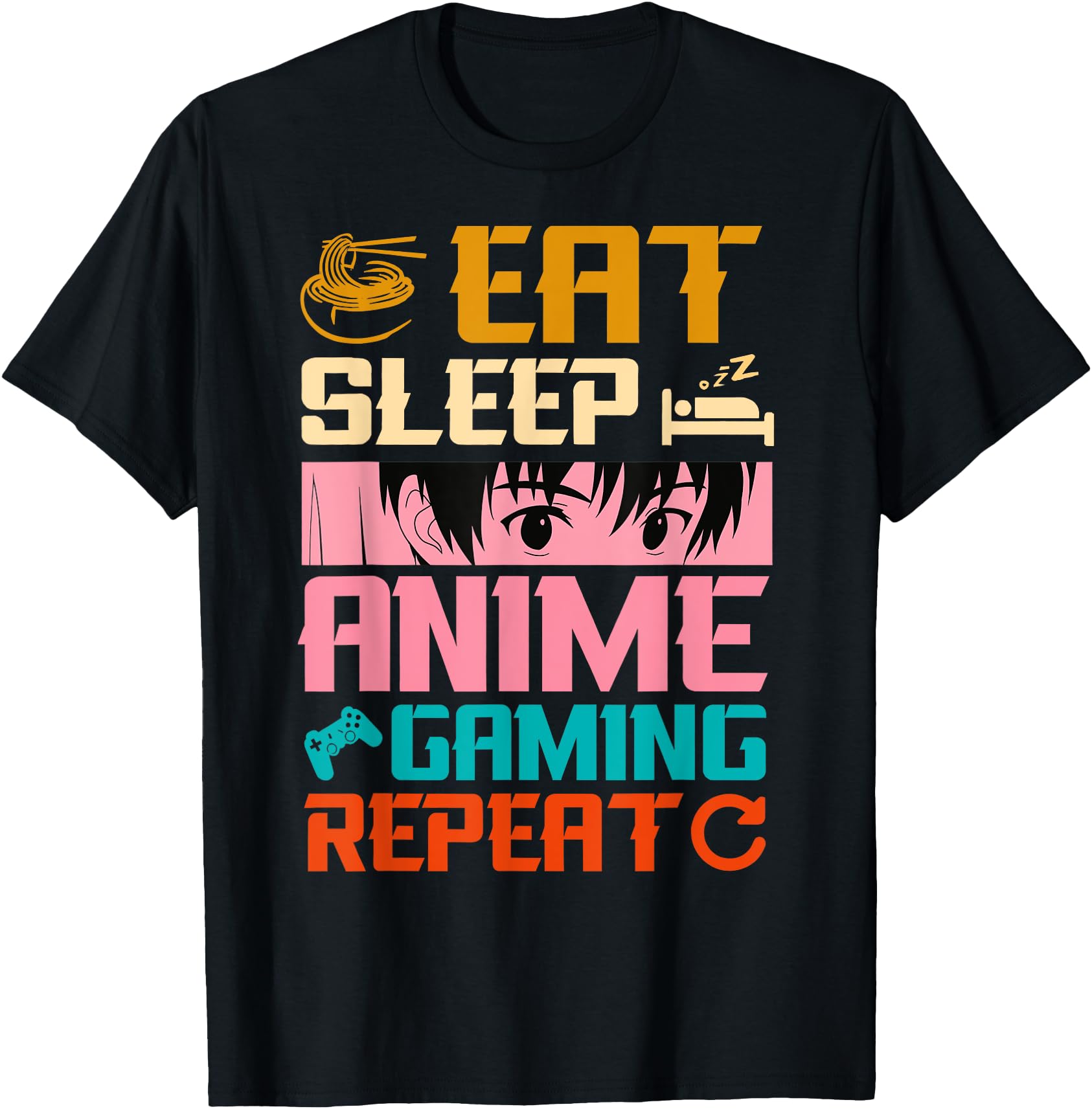Authentic Eat Sleep Anime Gaming Hoodie - Aesthetic Graphic for Adults - T-Shirt, Sweatshirt, Hoodie