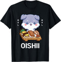 Kawaii Dog Puppy Eats Sushi Japanese Sweatshirt - Streetwear Style Unisex - T-Shirt, Sweatshirt, Hoodie