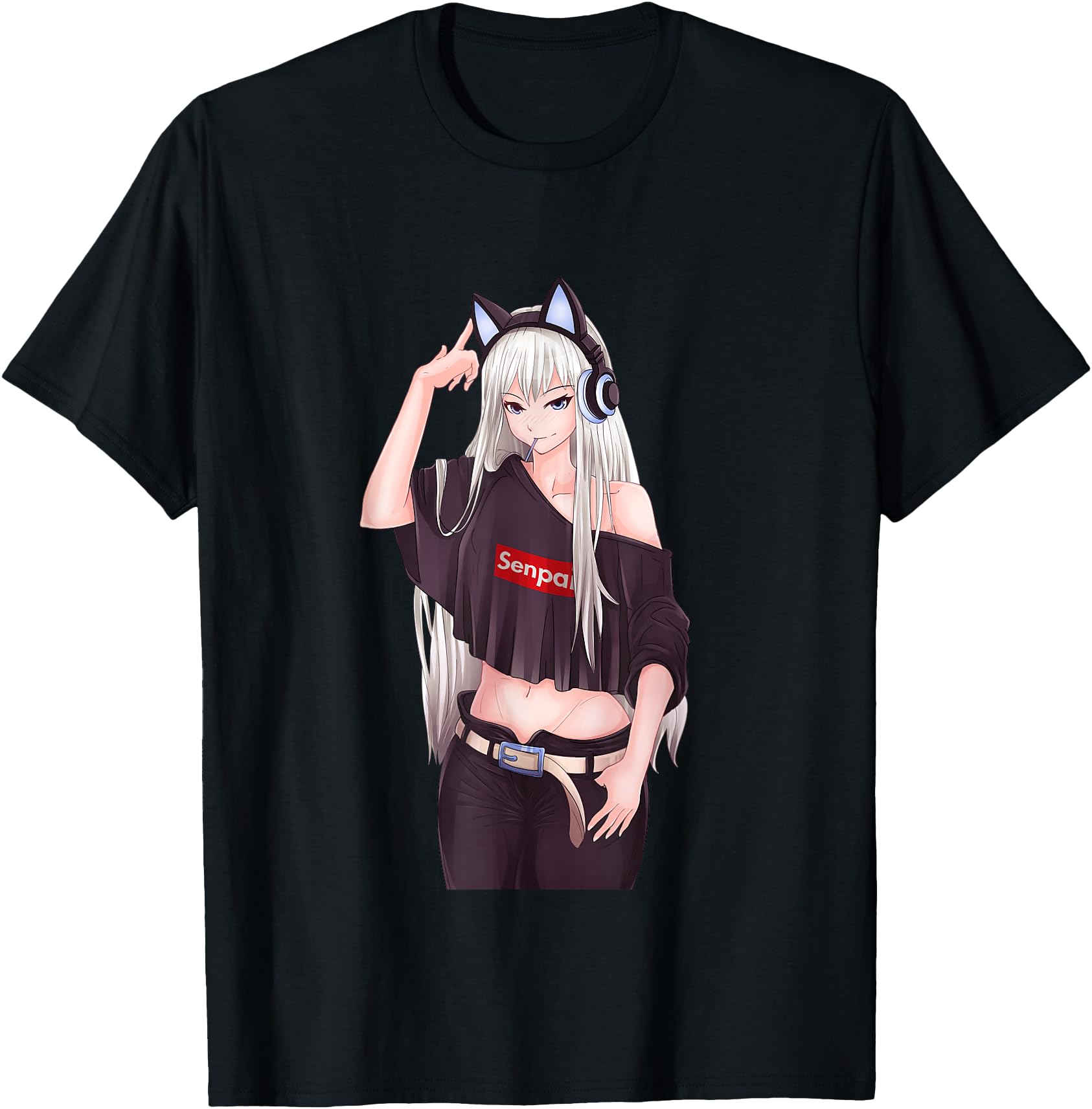 Anime Aesthetic Ecchi Senpai T-Shirt - Unique Graphic Men Women - T-Shirt, Sweatshirt, Hoodie