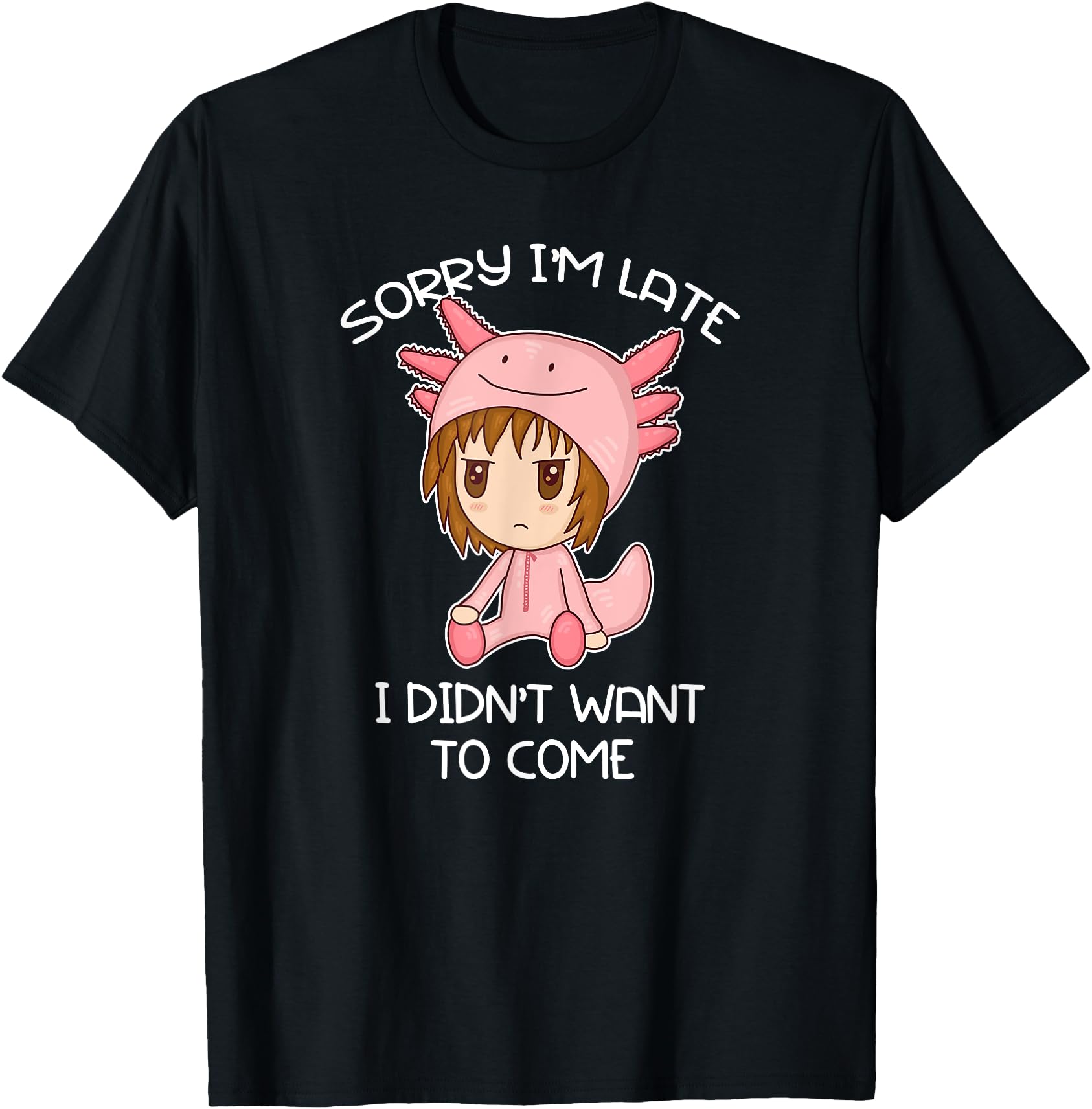 Original Grumpy Chibi Axolotl T-Shirt - Aesthetic Graphic for Adults - T-Shirt, Sweatshirt, Hoodie