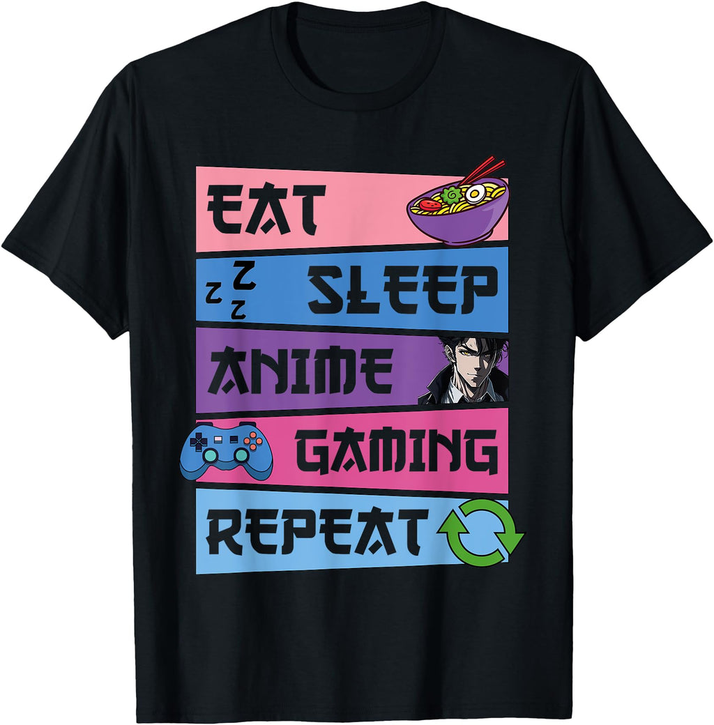 Authentic Eat Sleep Anime Gaming Sweatshirt - Custom Art Print Men Women - T-Shirt, Sweatshirt, Hoodie